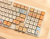 Pumpkin Fox keycaps - KCA and MDA profile keycap sets - pumpkin and fox themed keycaps - Custom Novelty Keycaps included